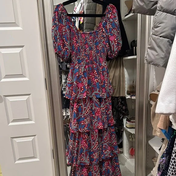 entro | Dresses | Entro Blue And Pink Floral Maxi Dress | Poshmark